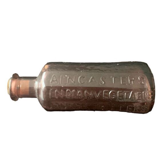 Vintage Alancasters Indian Vegetable Jaundice Bitters Minature Bottle With Cork - Picture 7 of 10